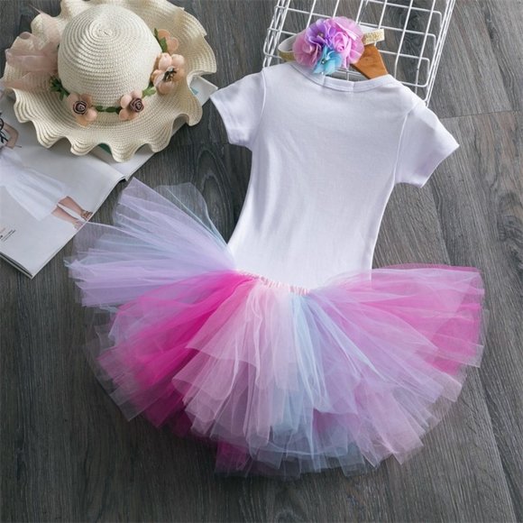 1 Year Baby Girl Clothes Unicorn Party Tutu Onesie - Picture 2 of 4
